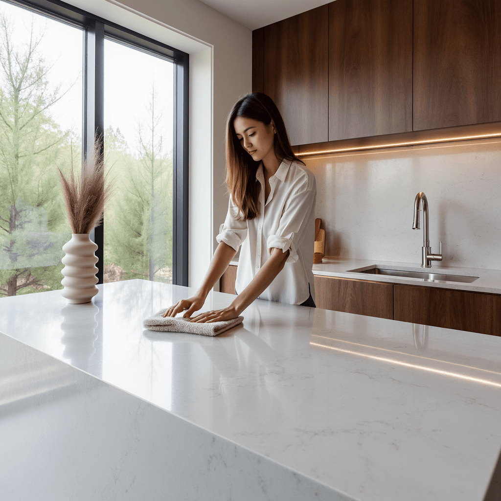 Rengøring af kvartsbordplade